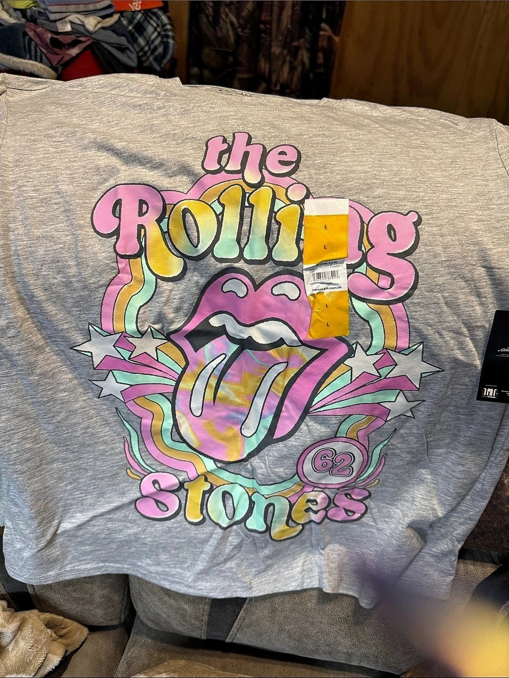 Rolling Stones Graphic Short Sleeve Tee NWT in Gray & Pink
